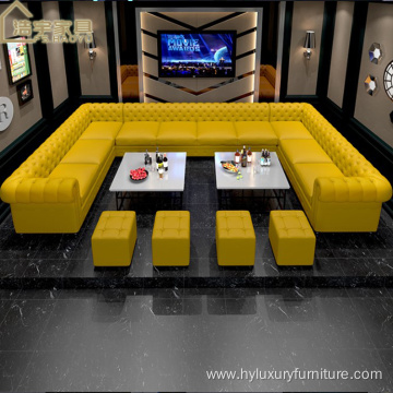 Chinese modern corner leather night club booth sofa